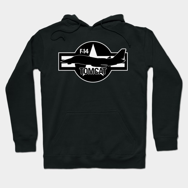 F-14 Tomcat Military Fighter Jet Aircraft Silhouette with Roundel Hoodie by hobrath